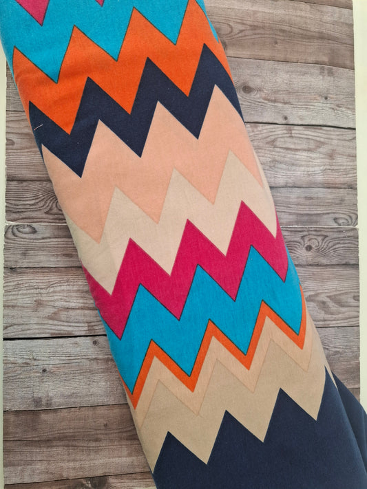 Zig Zag Viscose Jersey Blue