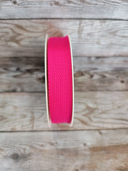Fuchsia Cotton Basket Weave Webbing 30mm