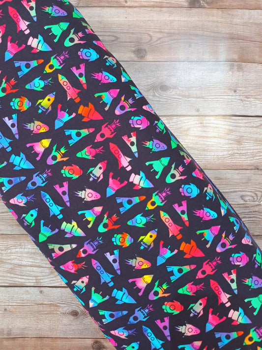 Neon Rockets Cotton Jersey