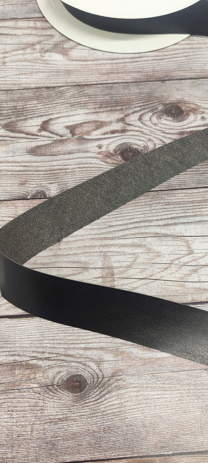 Black Faux Leather Flat Bias