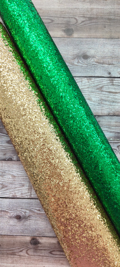 Green Chunky Glitter Faux Leather