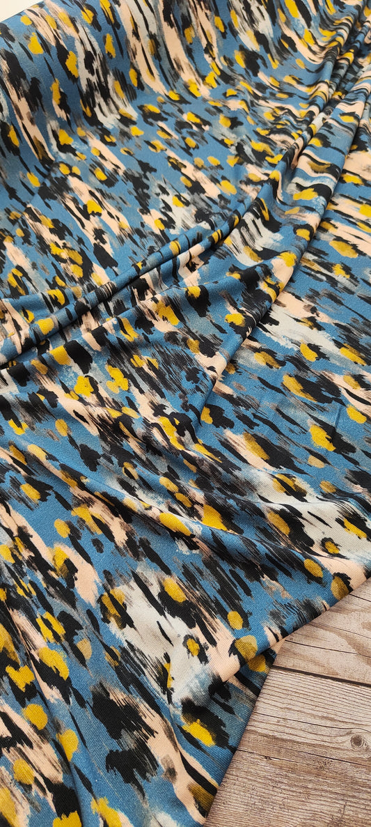 Blue Animal Print Viscose Jersey 1.20m