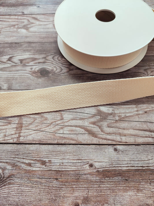 Ivory Cotton Basket Weave Webbing 30mm