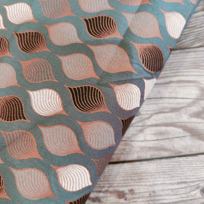 Contemporary Grey & Rose Gold Geometric Cotton Half Meter