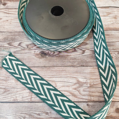 Bottle & White Chevrons 38mm Webbing Strap
