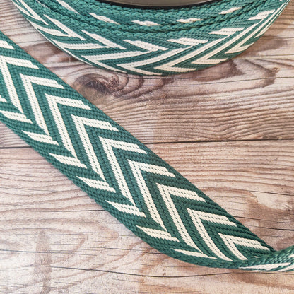 Bottle & White Chevrons 38mm Webbing Strap