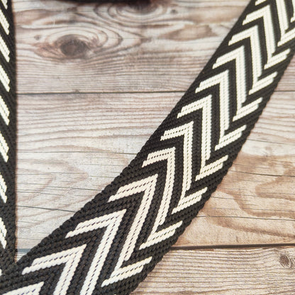 Black & White Chevrons 38mm Webbing Strap
