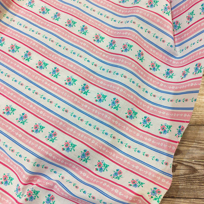 Floral Stripes Cotton Rich Polycotton