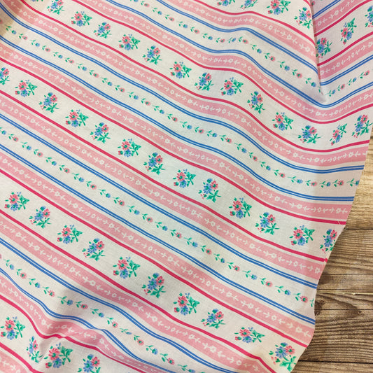 Floral Stripes Cotton Rich Polycotton