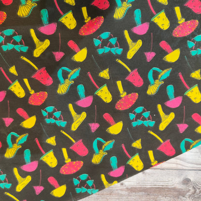 Fungi on Black Polycotton