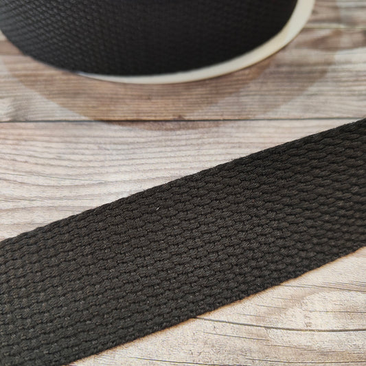 Black Cotton Basket Weave Webbing 30mm