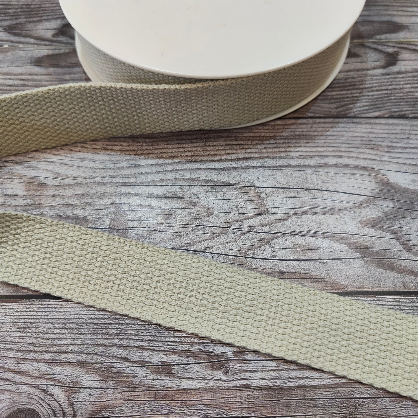 Stone Cotton Basket Weave Webbing 25mm