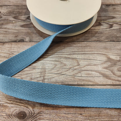 Cornflower Blue Cotton Basket Weave Webbing 25mm