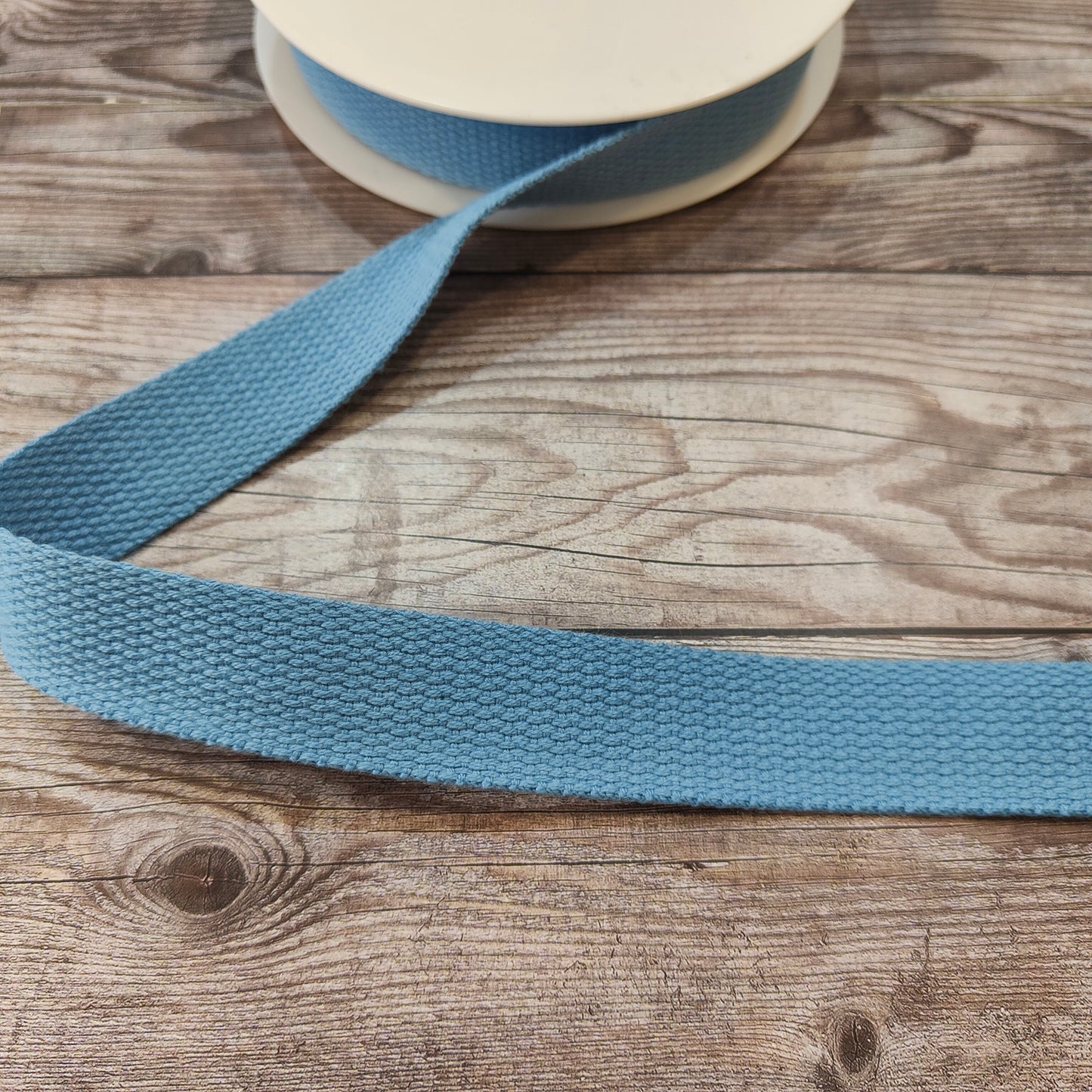 Cornflower Blue Cotton Basket Weave Webbing 25mm