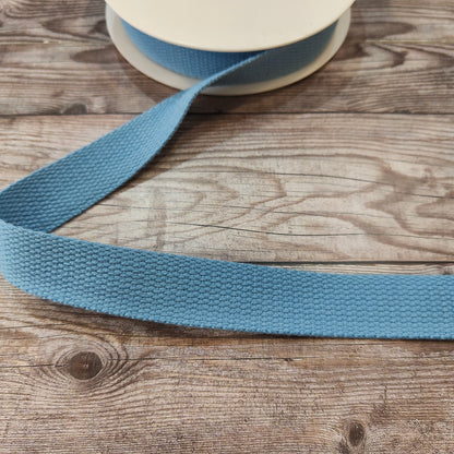 Cornflower Blue Cotton Basket Weave Webbing 25mm