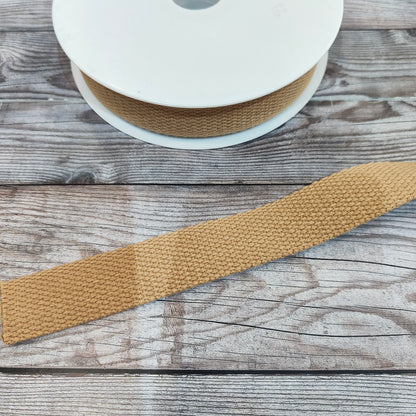 Natural Beige Cotton Basket Weave Webbing 25mm