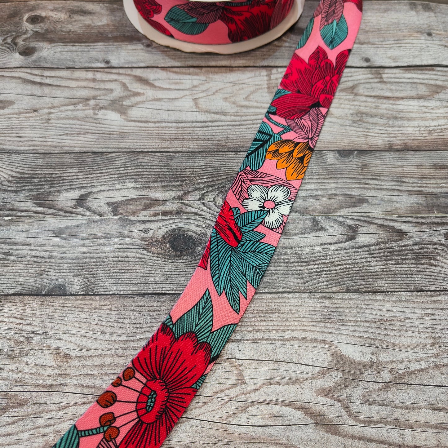 Pink Floral 38mm Webbing Strap