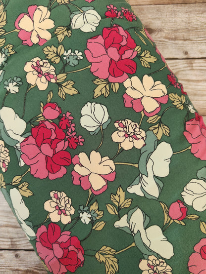 Floral on Sage Cotton Jersey 40cm