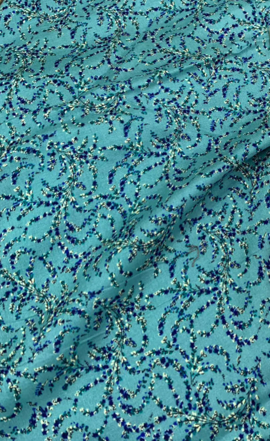 Blue Floral Viscose 2m Bundle