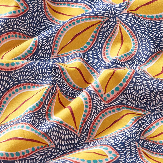 African Leaves on Royal Blue Cotton Poplin