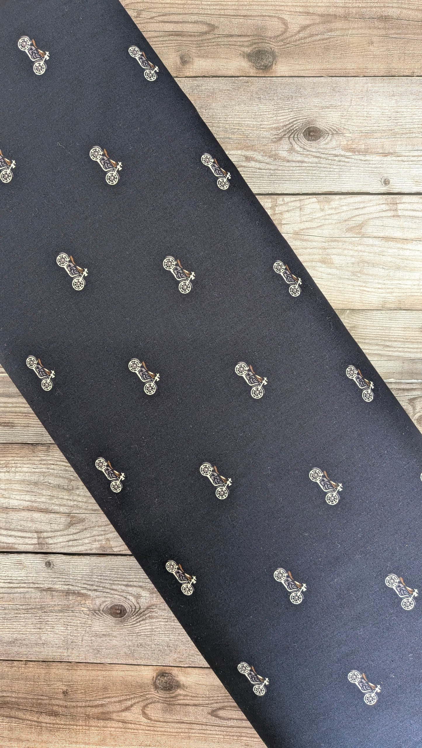 Motorcycles on Navy Cotton