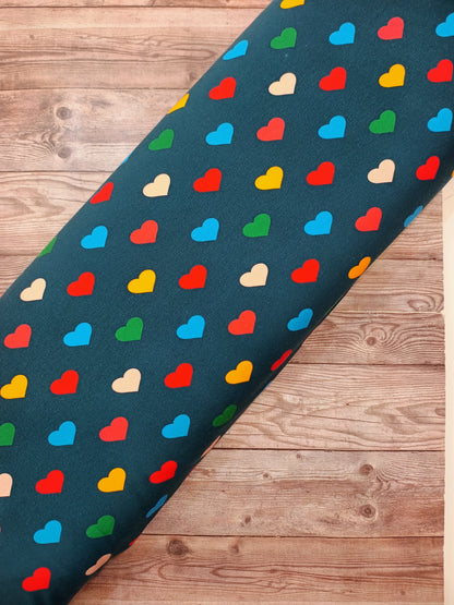 Rainbow Hearts Cotton Jersey