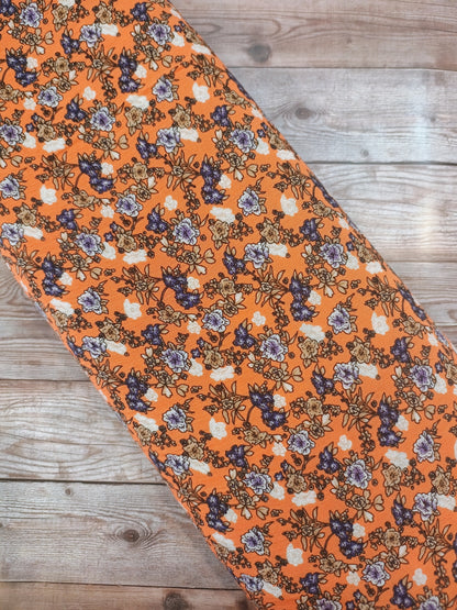 Ditsy Orange Floral Viscose