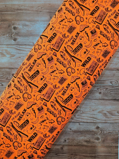 Neon Orange Rock & Roll Cotton Jersey