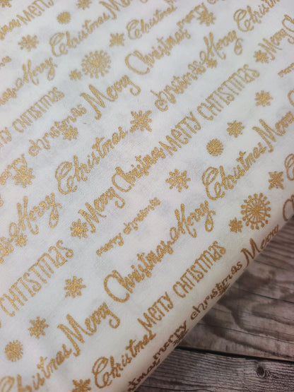 Merry Christmas on White Cotton