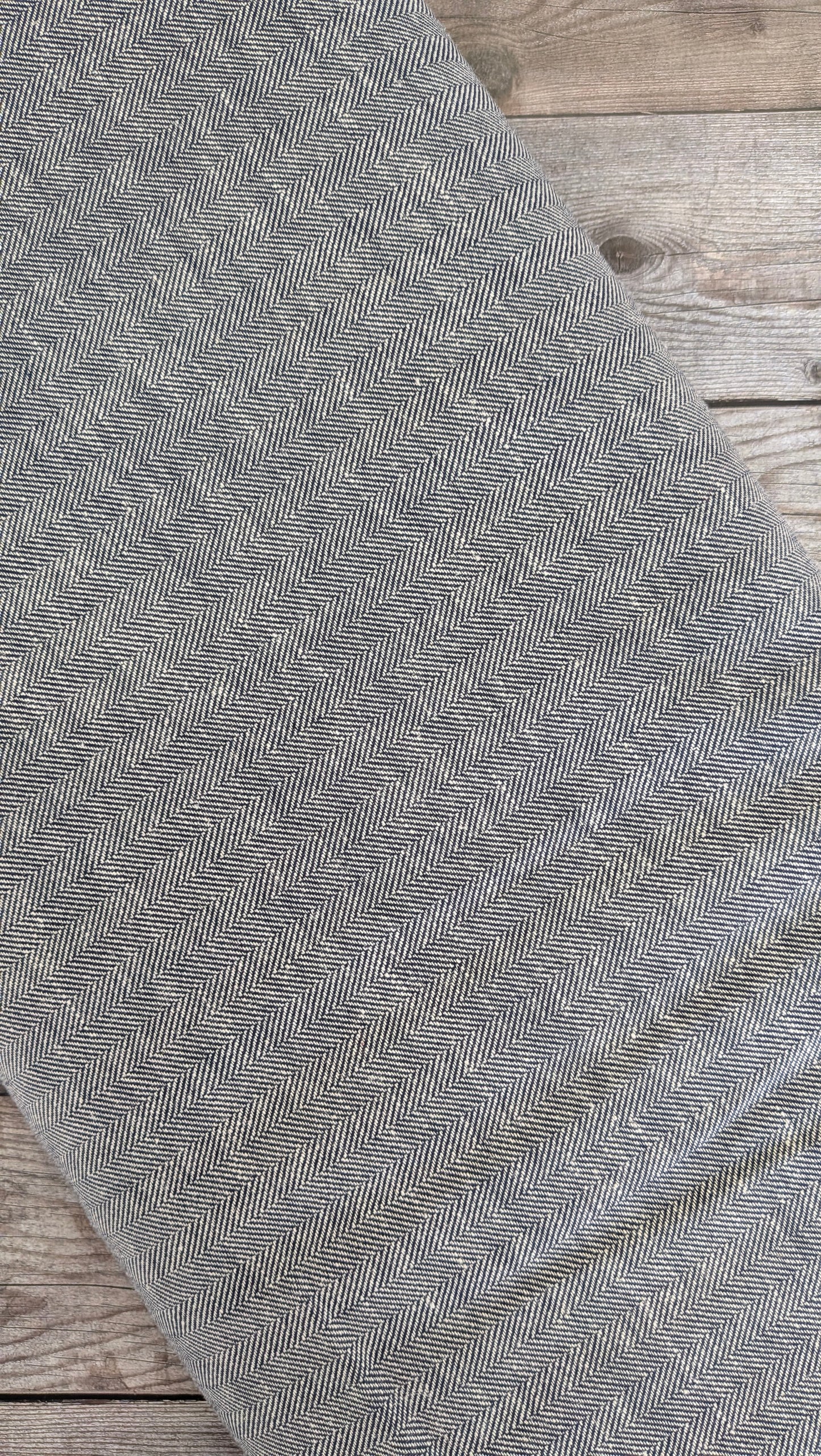 Linen Cotton Navy Herringbone