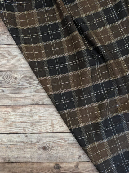 Brown and Black Lurex Checked Suiting