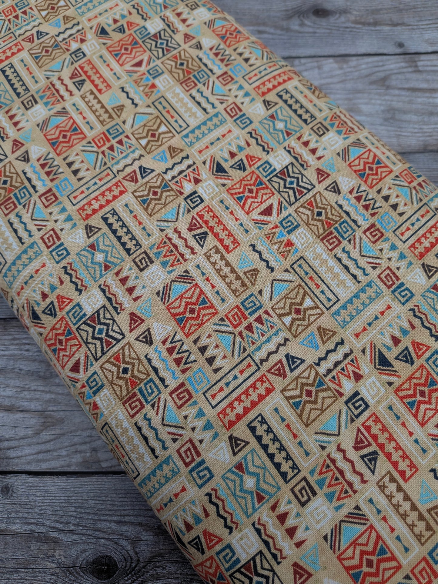 Tribal Print on Beige Cotton