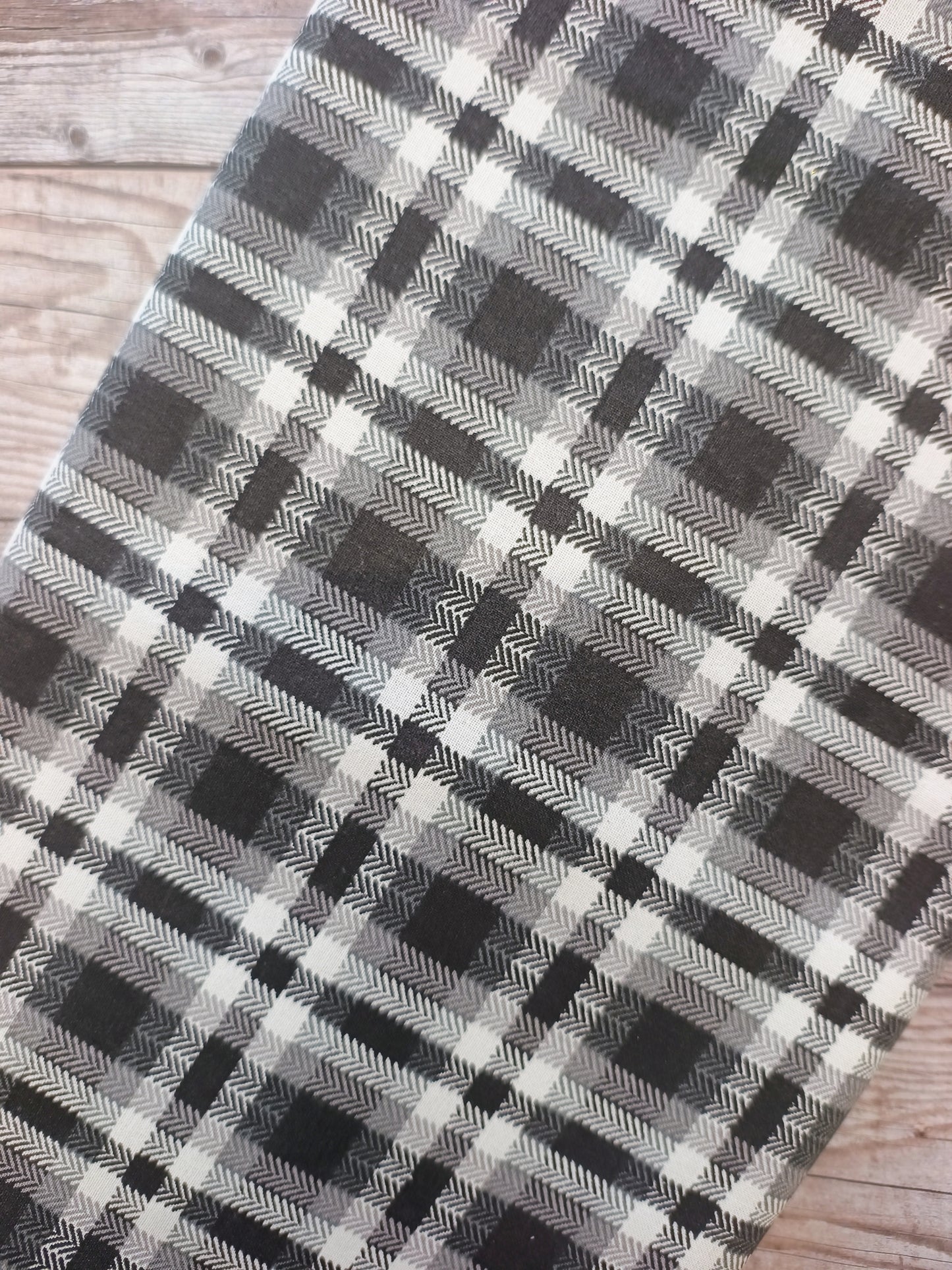 Black and white Herringbone Checked Cotton