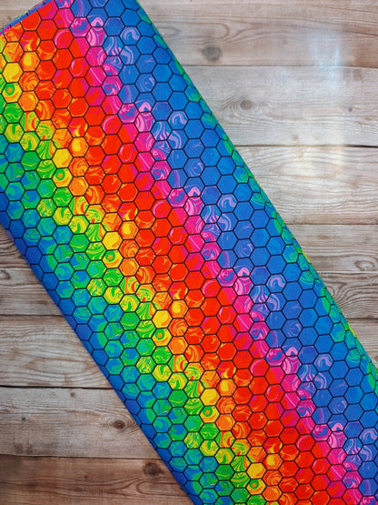 Rainbow Swirl Hexagon Cotton