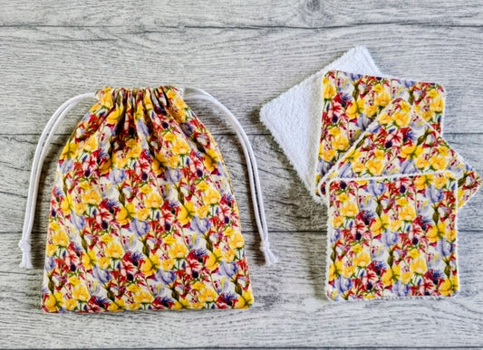 Reusable Face Cloths with Drawstring Bag