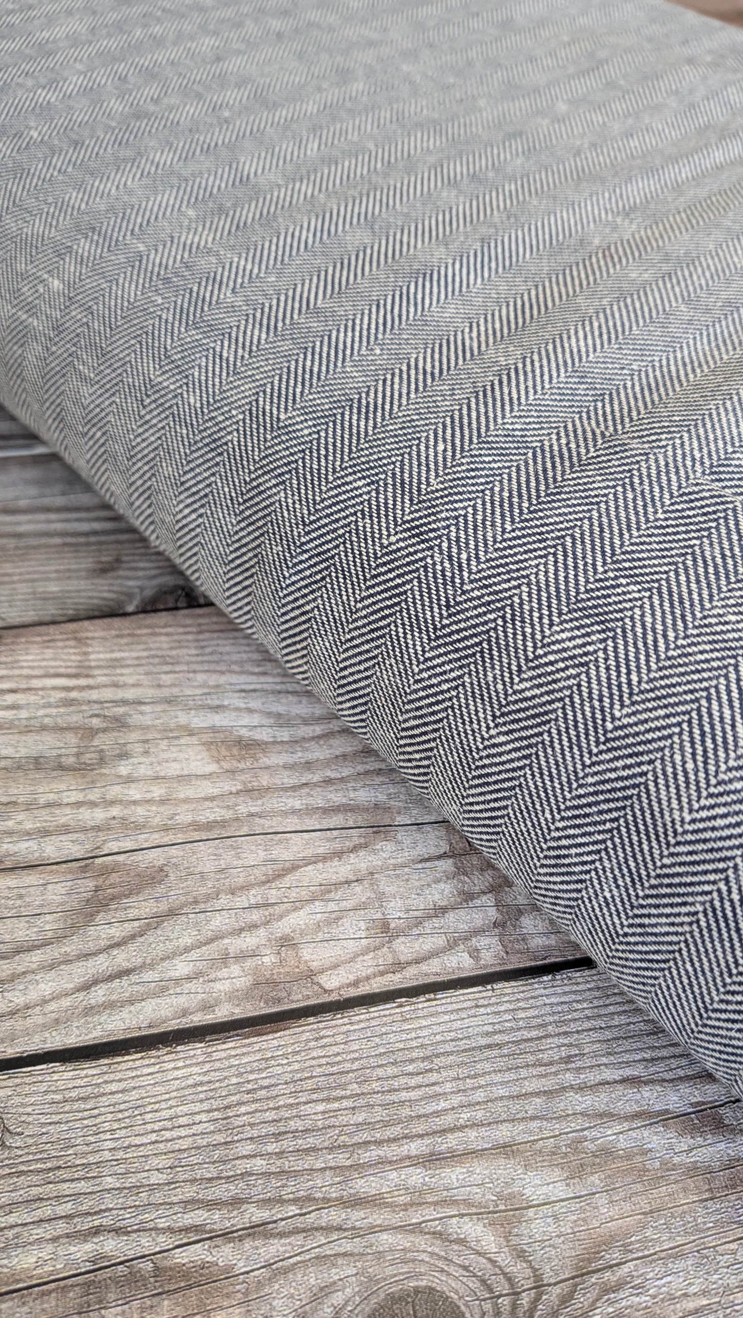 Linen Cotton Navy Herringbone