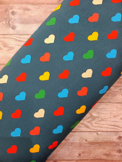 Rainbow Hearts Cotton Jersey