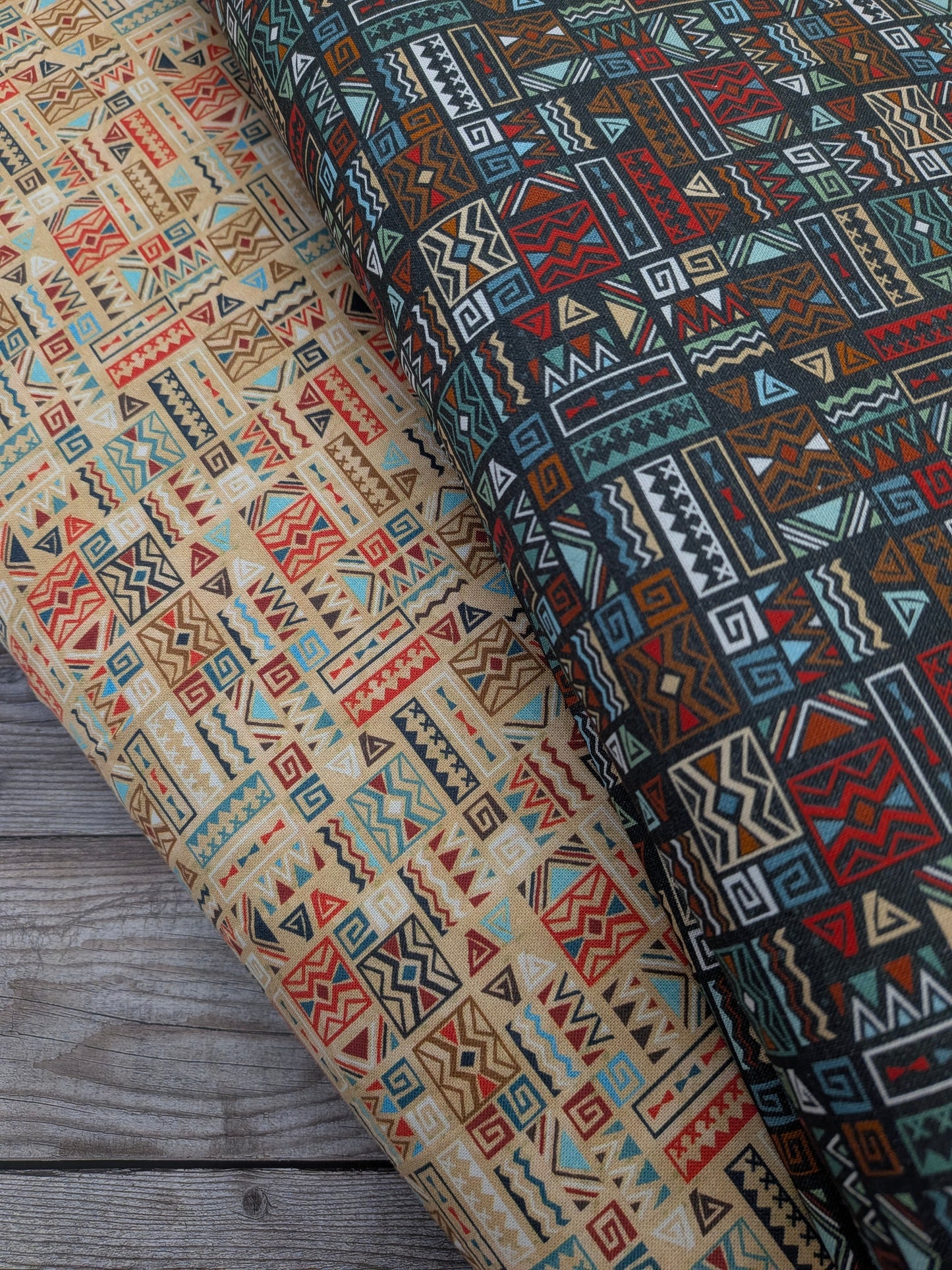 Tribal Print on Beige Cotton
