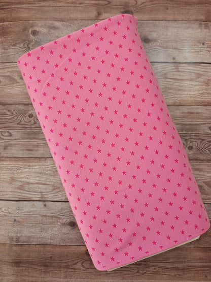 Pink Stars Tubular Cotton Ribbing Jersey