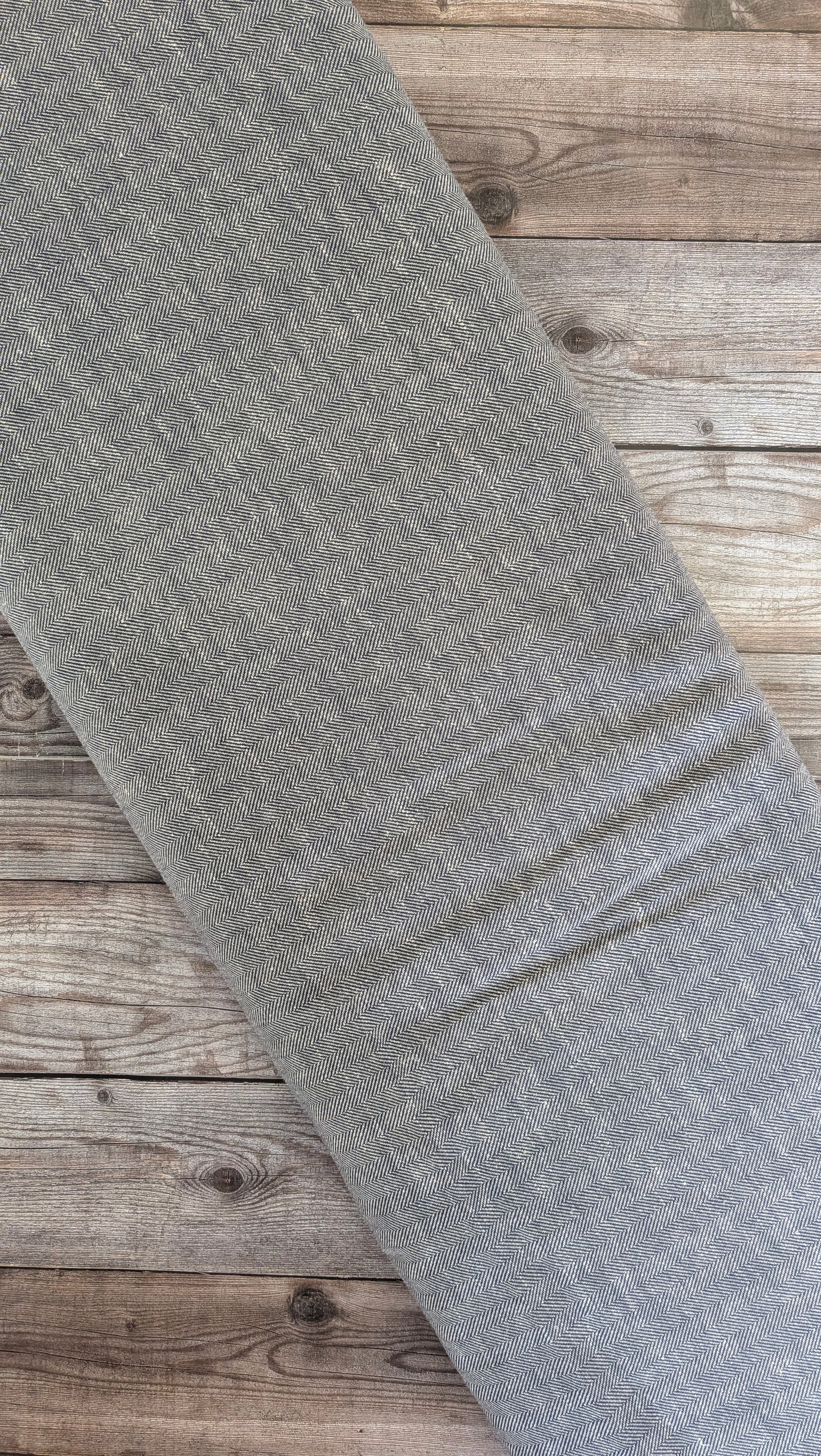 Linen Cotton Navy Herringbone