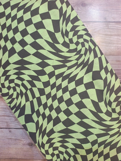 Green and Black Optical Illusion Cotton