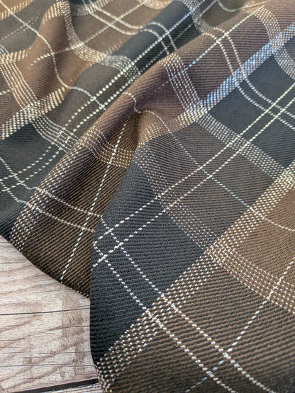 Brown and Black Lurex Checked Suiting