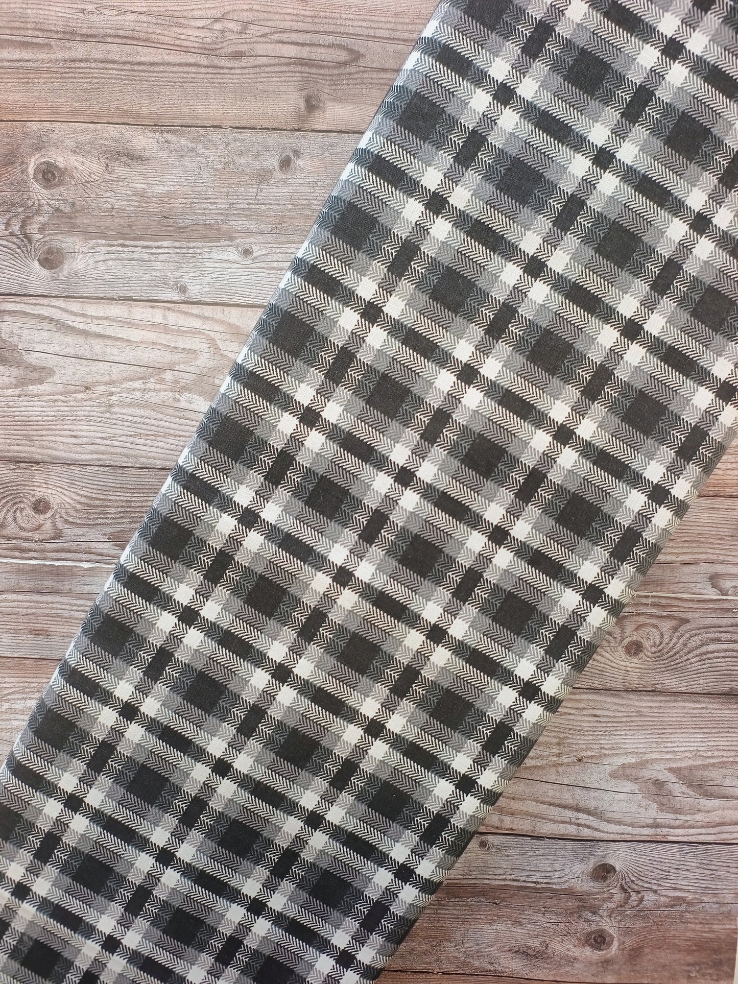 Black and white Herringbone Checked Cotton