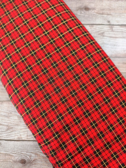 Red Metallic Tartan Cotton