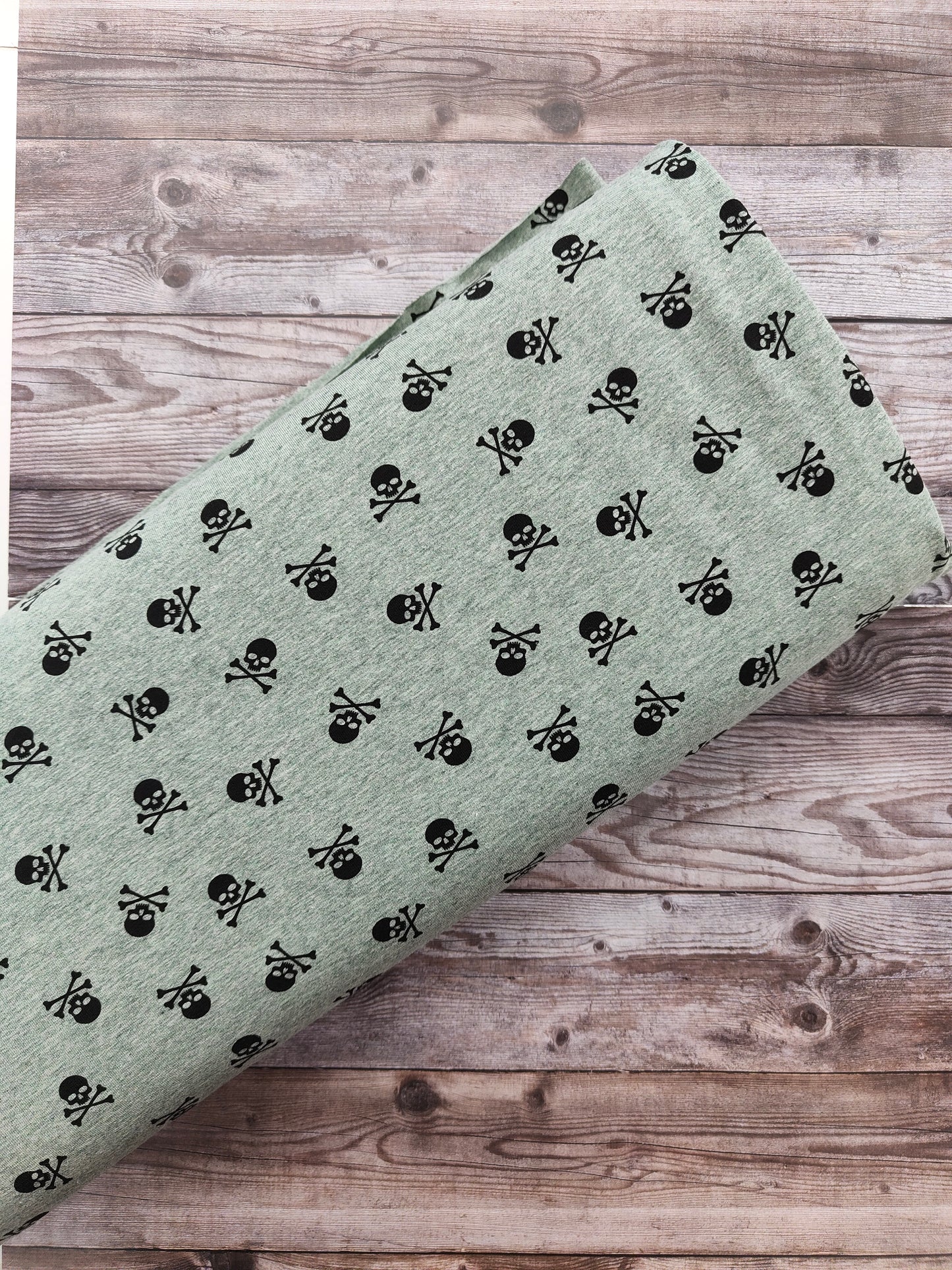 Skull & Crossbones Sage Cotton Jersey 87cm