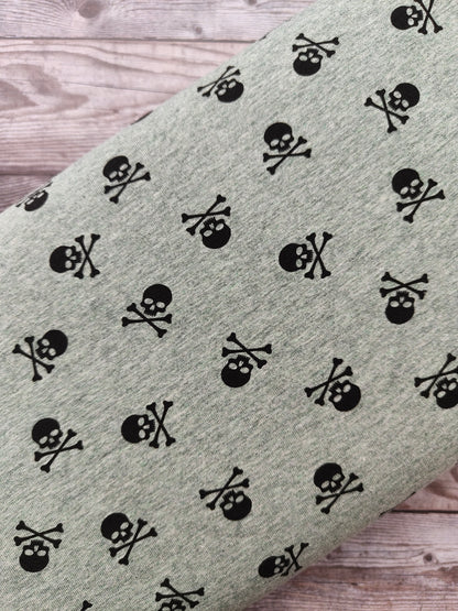 Skull & Crossbones Sage Cotton Jersey 87cm