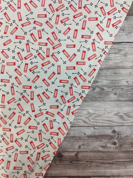 London Red Phone Box Cotton