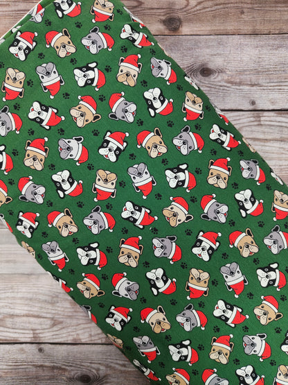 Festive Dogs on Green Cotton Jersey 53cm
