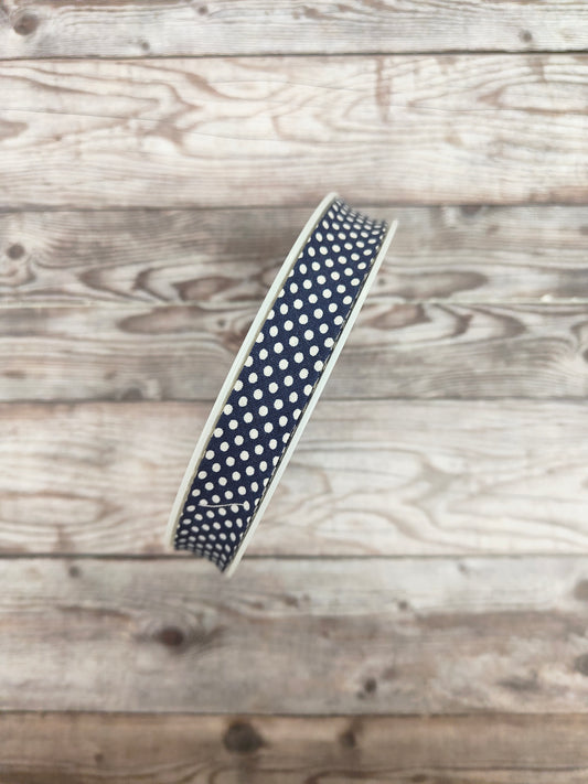 Navy Polkadot Cotton Bias Binding