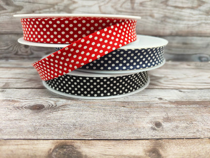 Navy Polkadot Cotton Bias Binding